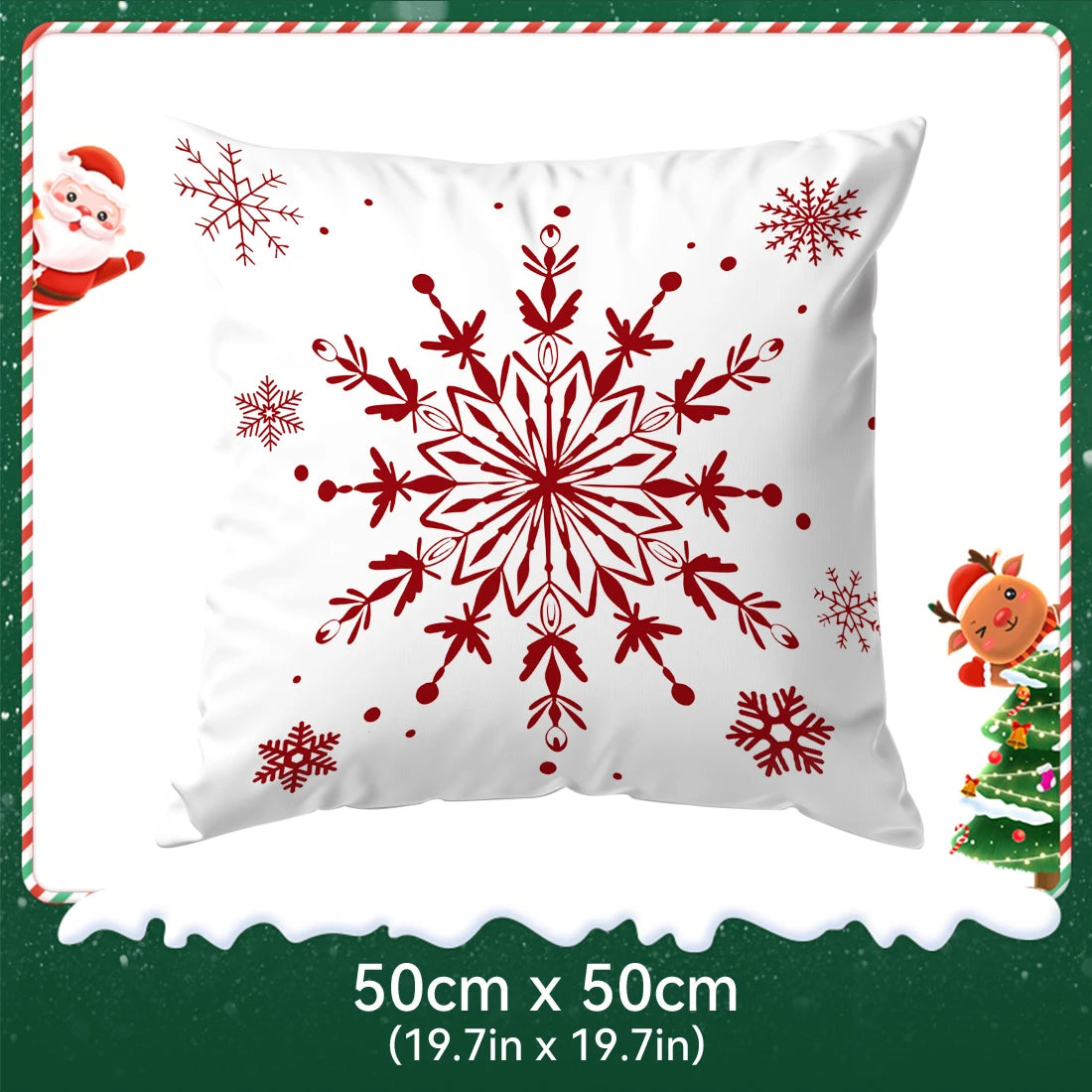 Red Christmas Decoration Pillowcase Printed Polyester 40/45/50cm Throw Pillowcover Decorative Sofa Cushion Pillowslip Home Decor