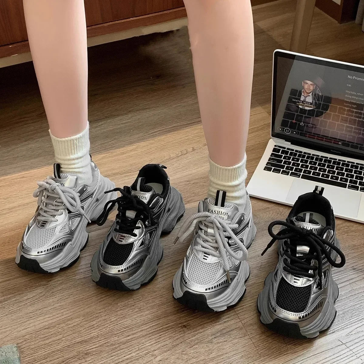 Fashion Platform Sneakers for Women Casual Non Slip Thick Sole Sports Shoes Woman Comfortable Casual Sports Shoes Zapatos Mujer
