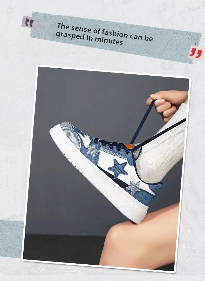 Men's Sneakers Fashion Star Skate Shoes Punk Hip Hop Style Student Sports 2 Summer All-match Non-slip Booster Casual Shoes