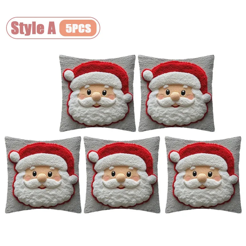 Christmas Pillow Cover Snowman and Reindeer Digital Print Sofa Cushion for Home Office and Living Room Festive Decoration