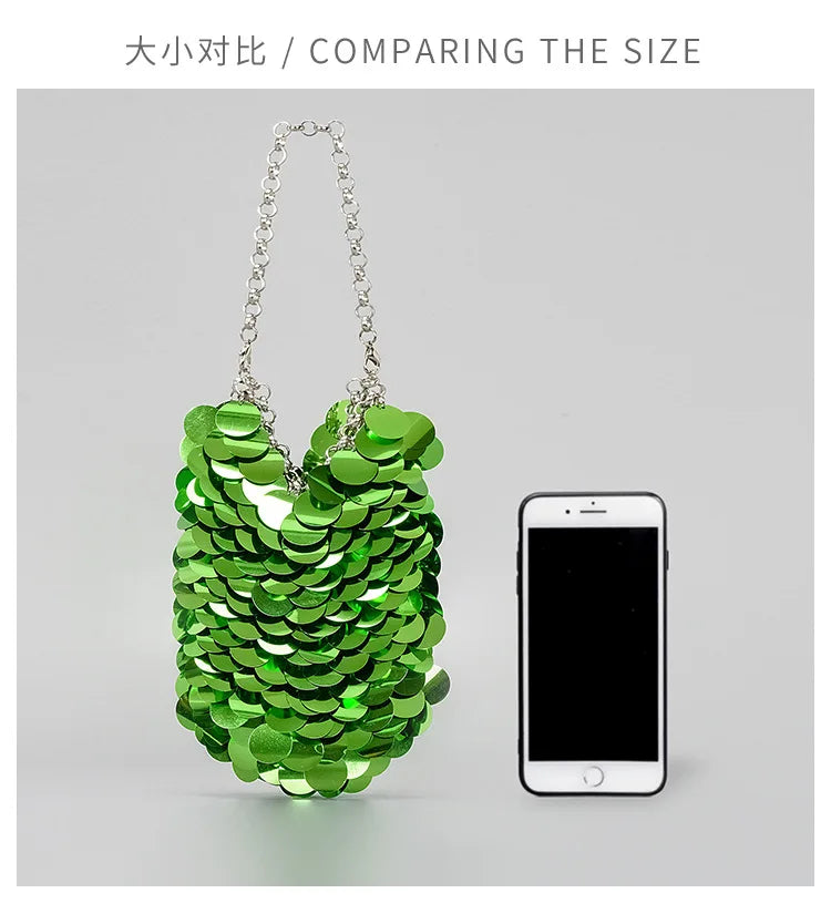 Fashion Sequins Crossbody Bag for Women Designer Metallic Women Handbags Shinny Party Shoulder Bags Luxury Evening Clucth Purses