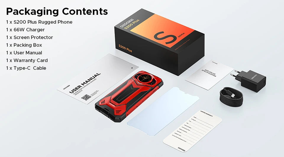 DOOGEE S200 Plus AI Outdoor-Smartphone - 11000mAh Akku 66W 6,72 Zoll