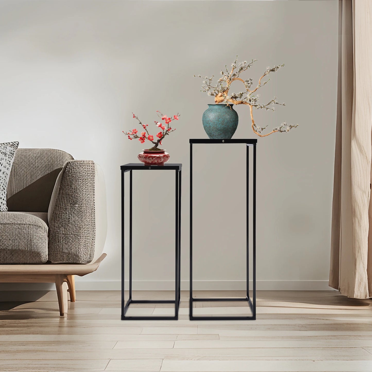 Bymaocar Pflanzenständer-Set 70/60 cm Metall Tragfähigkeit 4-5 kg