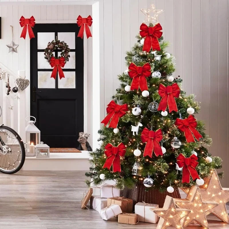 Weihnachten Schleife Ornamente Weihnachtsbaum Glitzer Handwerk Schleife Weihnachtskranz Girlande Dekoratives Band Glänzende Schleifen Weihnachtsdekoration