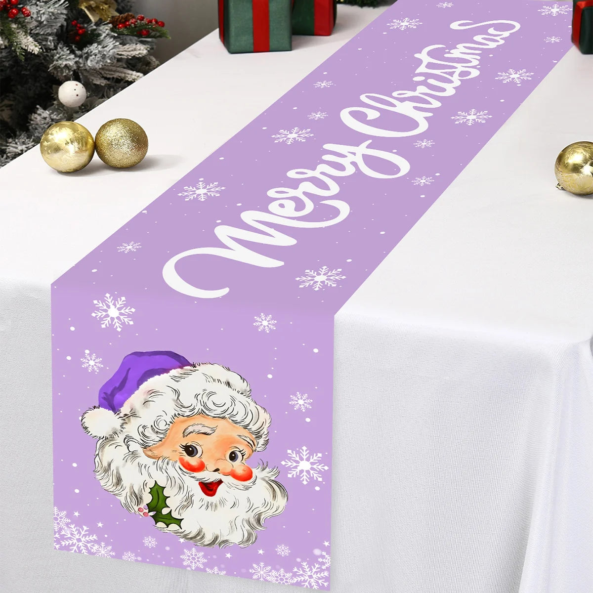Pink Christmas Table Runner Snowman Santa Claus Merry Christmas Decorations For Home 2025 Navidad Noel Gift New year Tablecloth