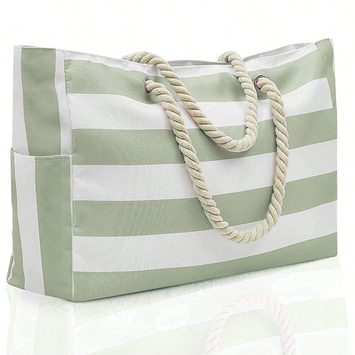 Striped Canvas Summer Beach Bag, Large Capacity Shopping Bag, Fashion Tote Bag For Travel,Ideal for Beach, Travel, & Camping