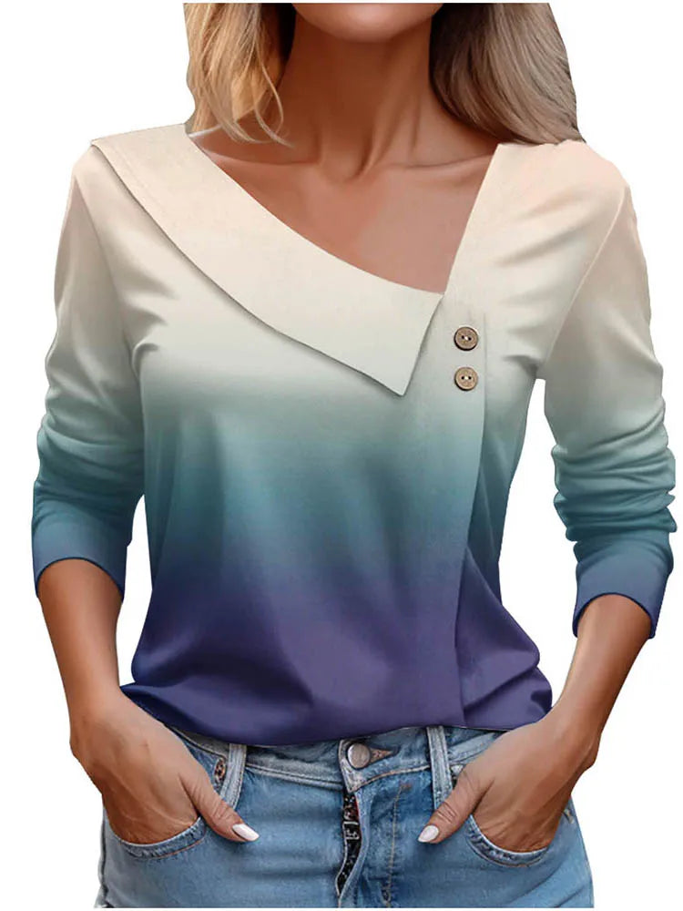 T Shirt For Women Fashion Long Sleeve Top White Floral Print Shirts And Blouses 3D Print Clothes For Women 2025 y2k