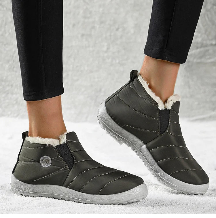 Ghete de iarnă pentru femei HAJINKCN, impermeabile, cu căptușeală - Mărimea 36-41, fără slip, până la gleznă