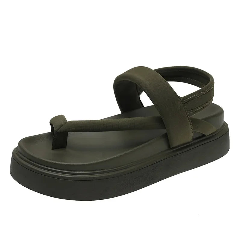 Damen-Platform-Sandalen 2025: COZOK Frauen Platform Sandalen Flache Flip Flops Sommer Strand Sexy Lässige Schuhe Kreuz Peep Zehen Damen Schuhe Mode Frau Schwarze Sandalen Kollektion