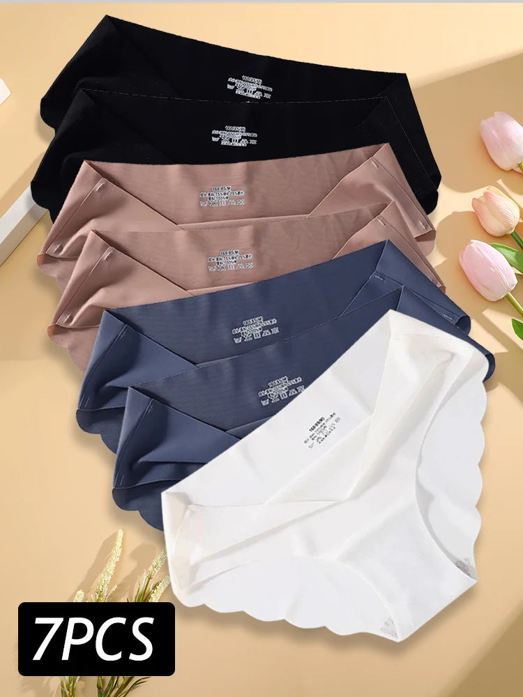 Damen Unterwäsche Set 2025 - 7PCS/Set Seamless Silk Briefs Sexy Panties Comfortable