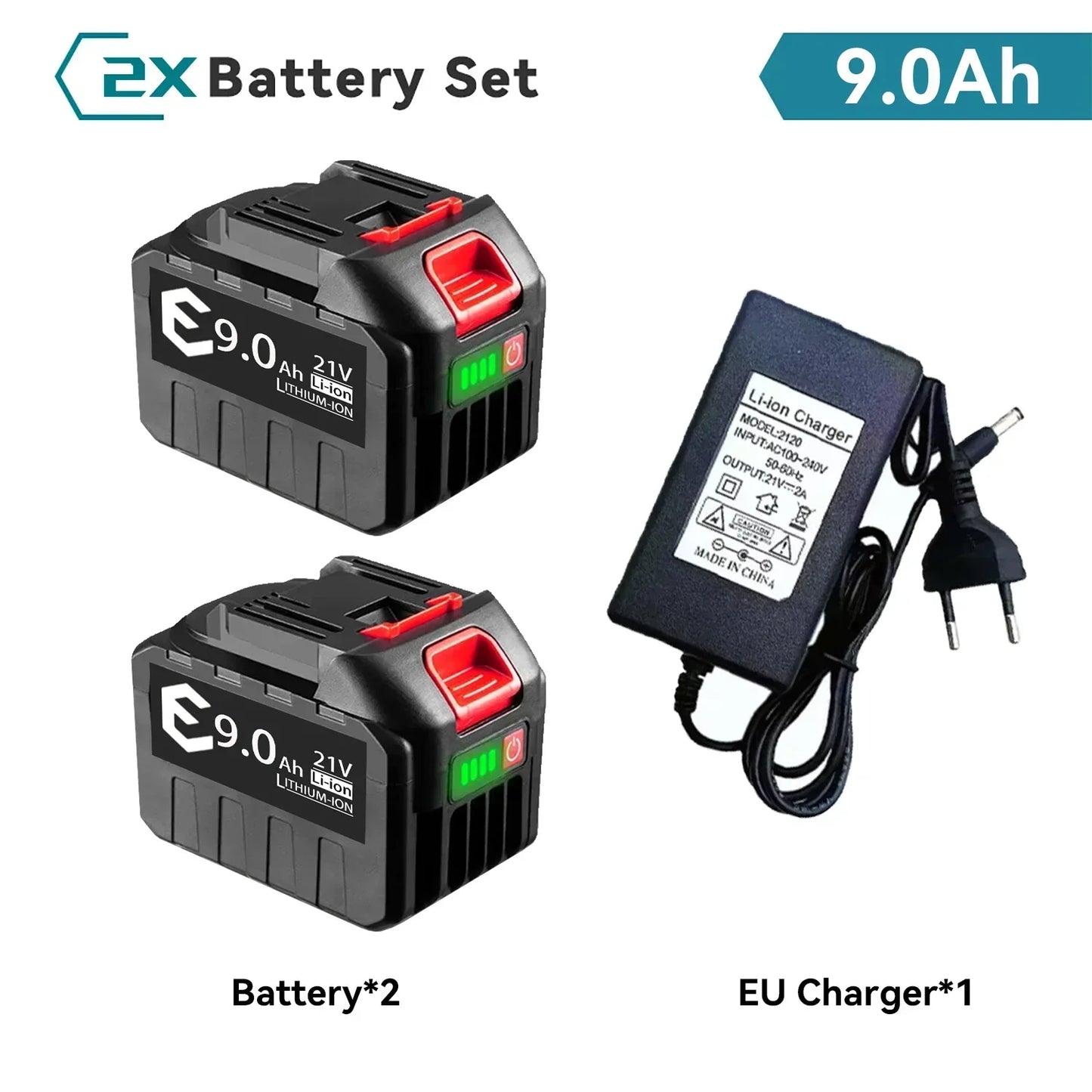 Makita 21V 6000mAh 5S2P Li-ion Battery for Power Tools Drills High Capacity Fast Charge Rechargeable with Protection Circuit