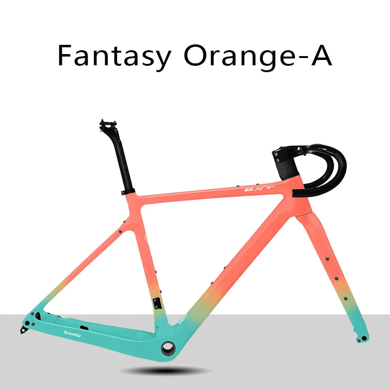 BXT Disc Brake Carbon Gravel Bike Frame 700C/27.5er Max Use 47C/2.1 Tire Carbon Gravel Bicycle Frame Thru Axle Carbon MTB Frame