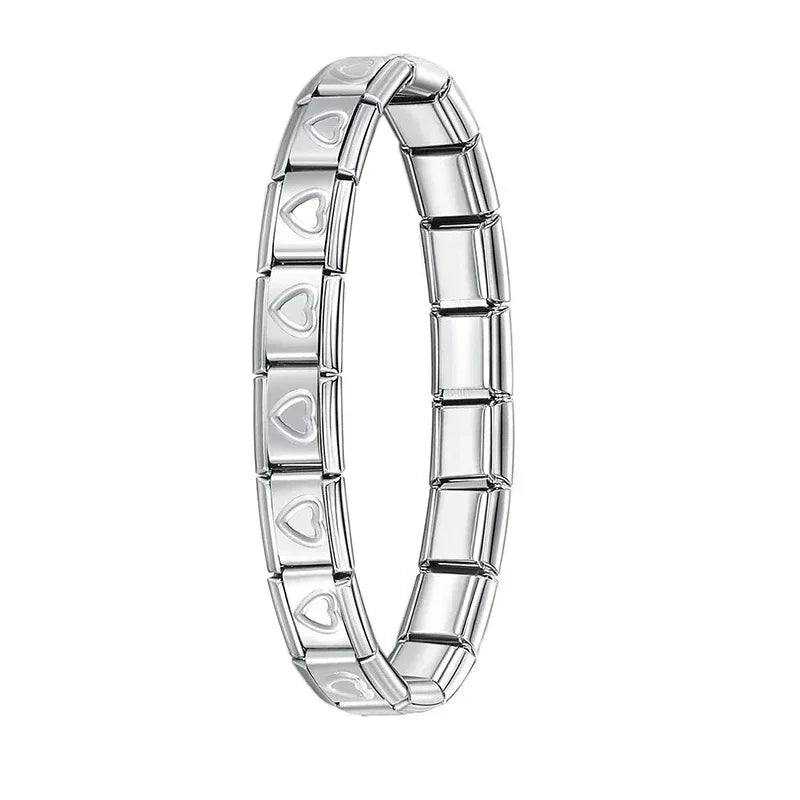 Hapiship Neue Damen Schmuck 9mm Breite Italienisch Elastisch Anhänger Armband Mode Edelstahl Armreif ST-