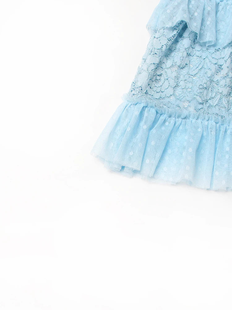 TWOTWINSTYLE Elegant Dresses For Women Stand Collar Long Sleeve High Waist Embroidery Slim Dress Female Fashion Clothing 2023