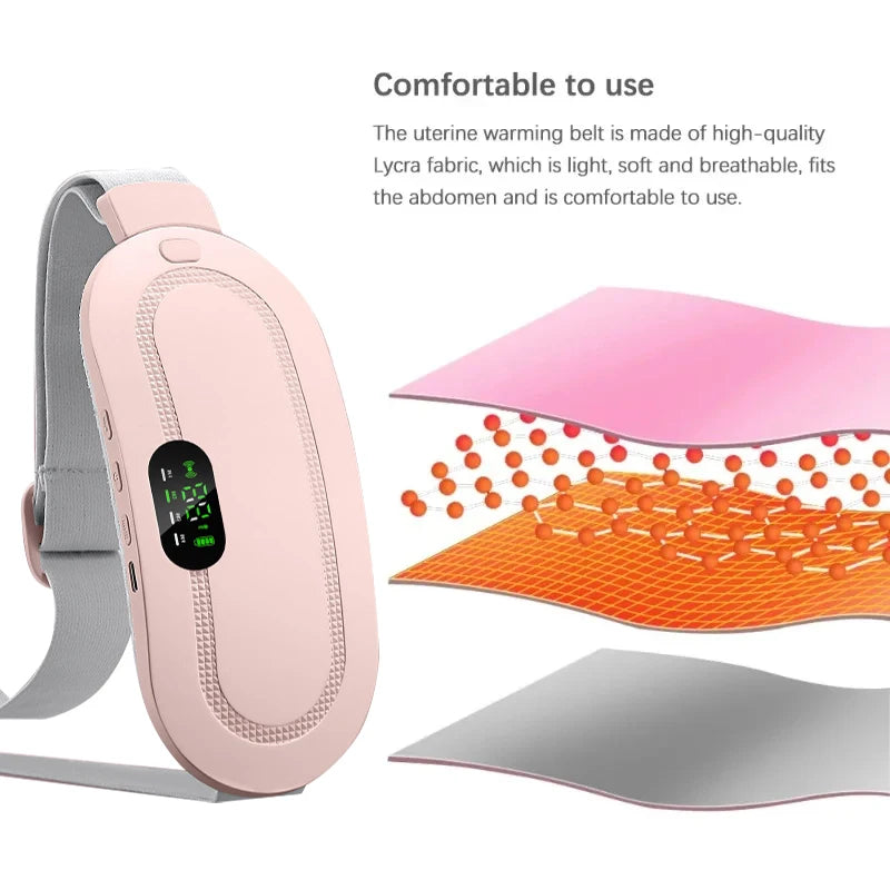 Rechargeable Heating Waist Belt with Digital Display - Vibrating Massager for Period Pain Relief & Women's Menstrual Care