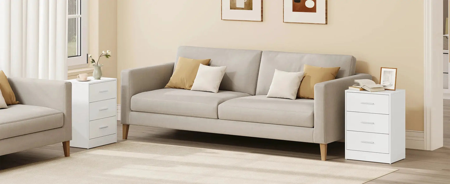 WOLTU 2 Teile/satz Nachttisch Nachttisch 39x54x28cm Beistelltisch mit 3 Schubladen Moderner Aufbewahrungsschrank für Schlafzimmer Wohnzimmer by Golden Bridge Store
