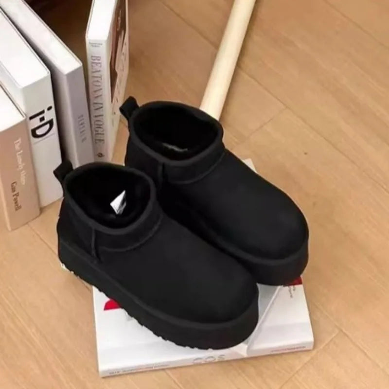 Cizme de zăpadă fără mâneci NAZSQCN, căptușeală din pluș - Mărimi 36-41, toc 3-5 cm