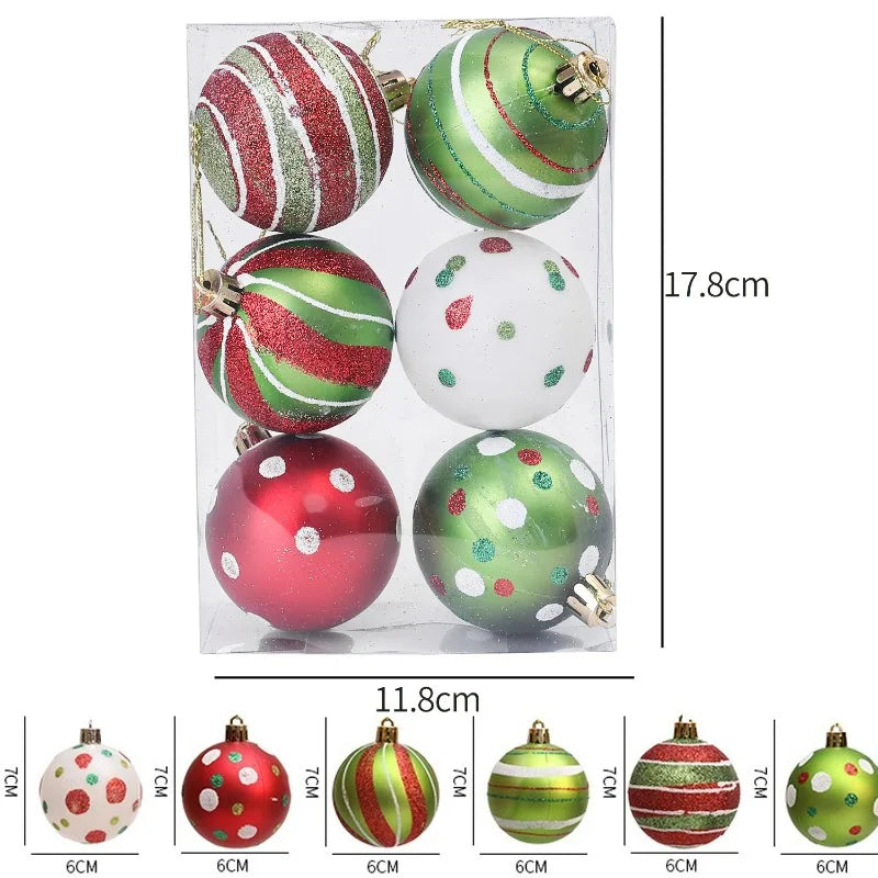 Choice Weihnachtskugeln Glitzernd - 6 Stück Kunststoff Klein