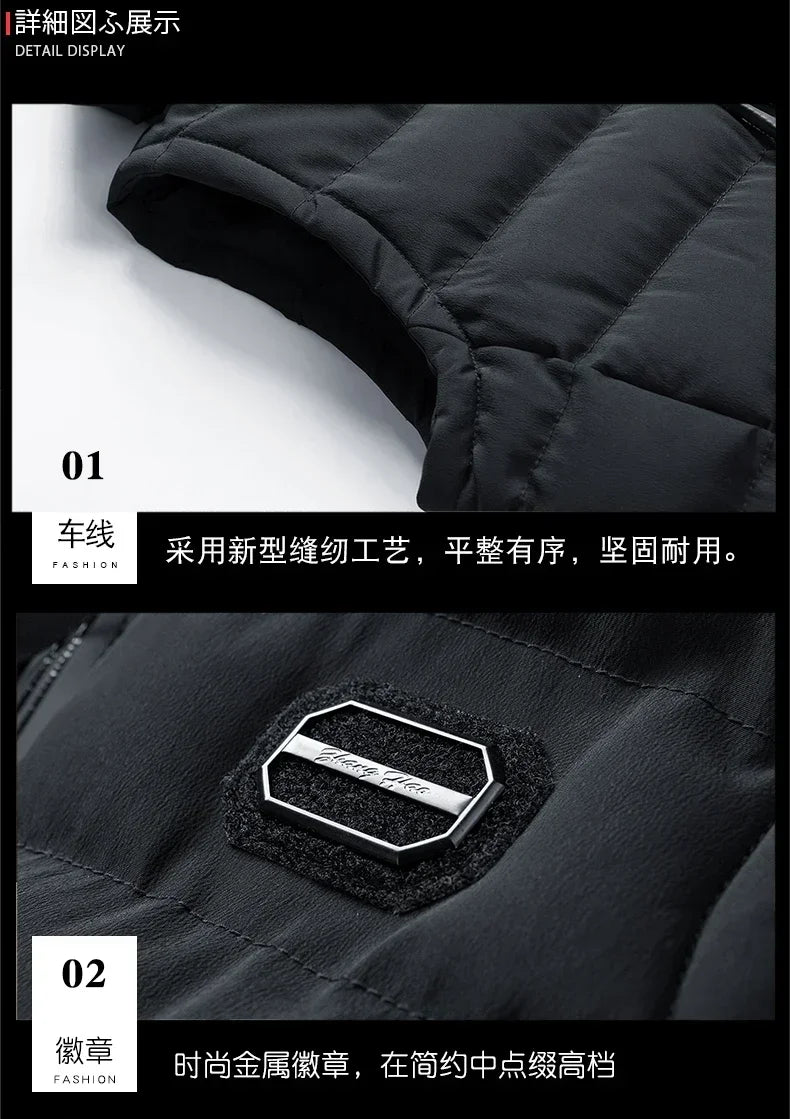 AirCN Gepolsterte Baumwoll-Füllung Weste Mit Kapuze Für Kalte Tage - Größe 6XL, Reißverschluss, Baumwoll-Füllung