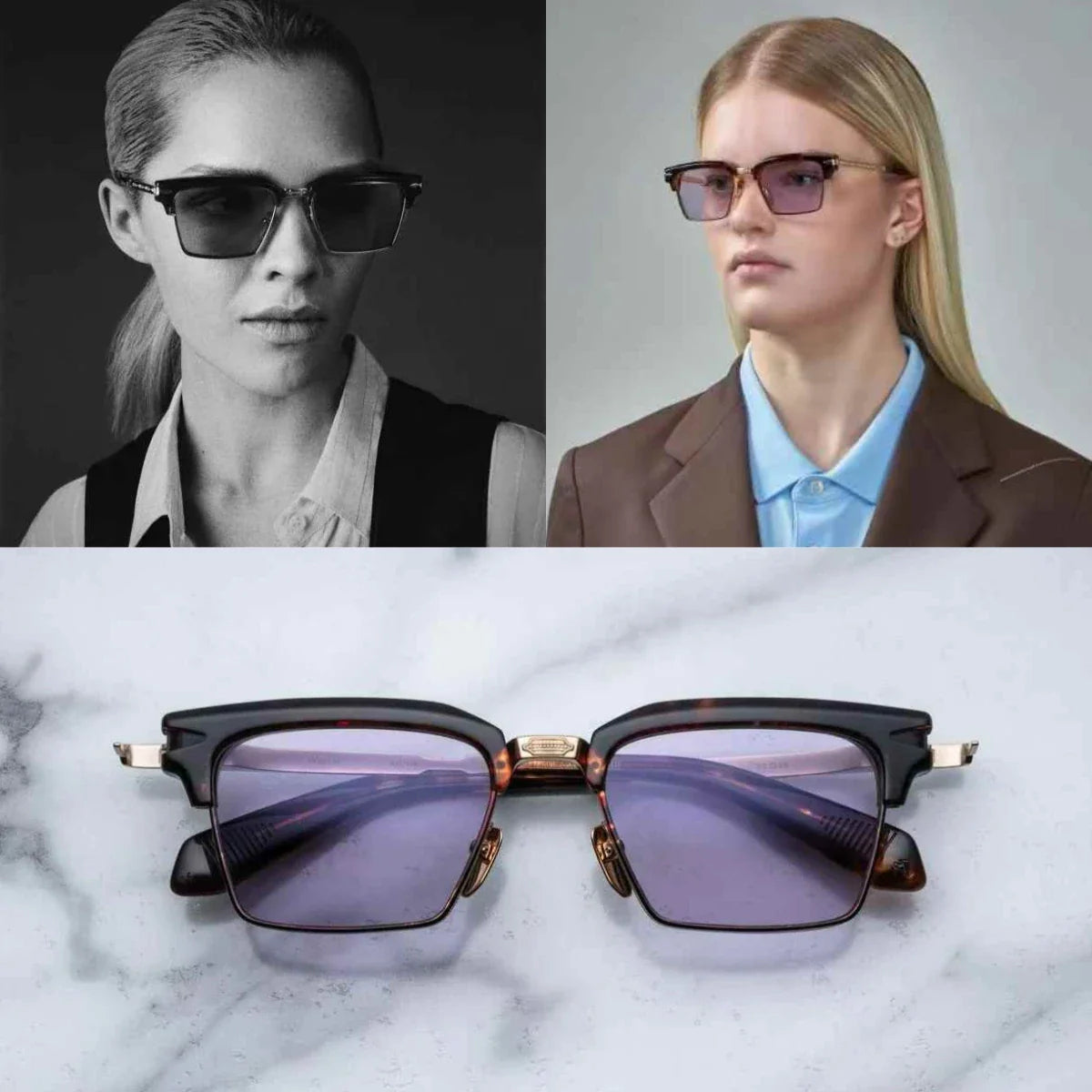 jacques marie mage ALIN vintage half rim sunglasses alloy acetate retro style