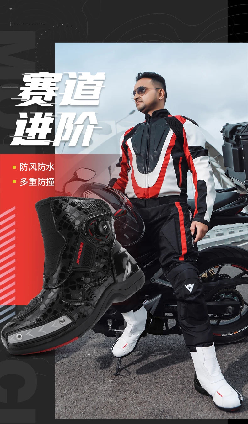 CN Fujian Sturzsicher Motorradstiefel - EU42 PU Obermaterial Gummi Sohle Bequeme Passform
