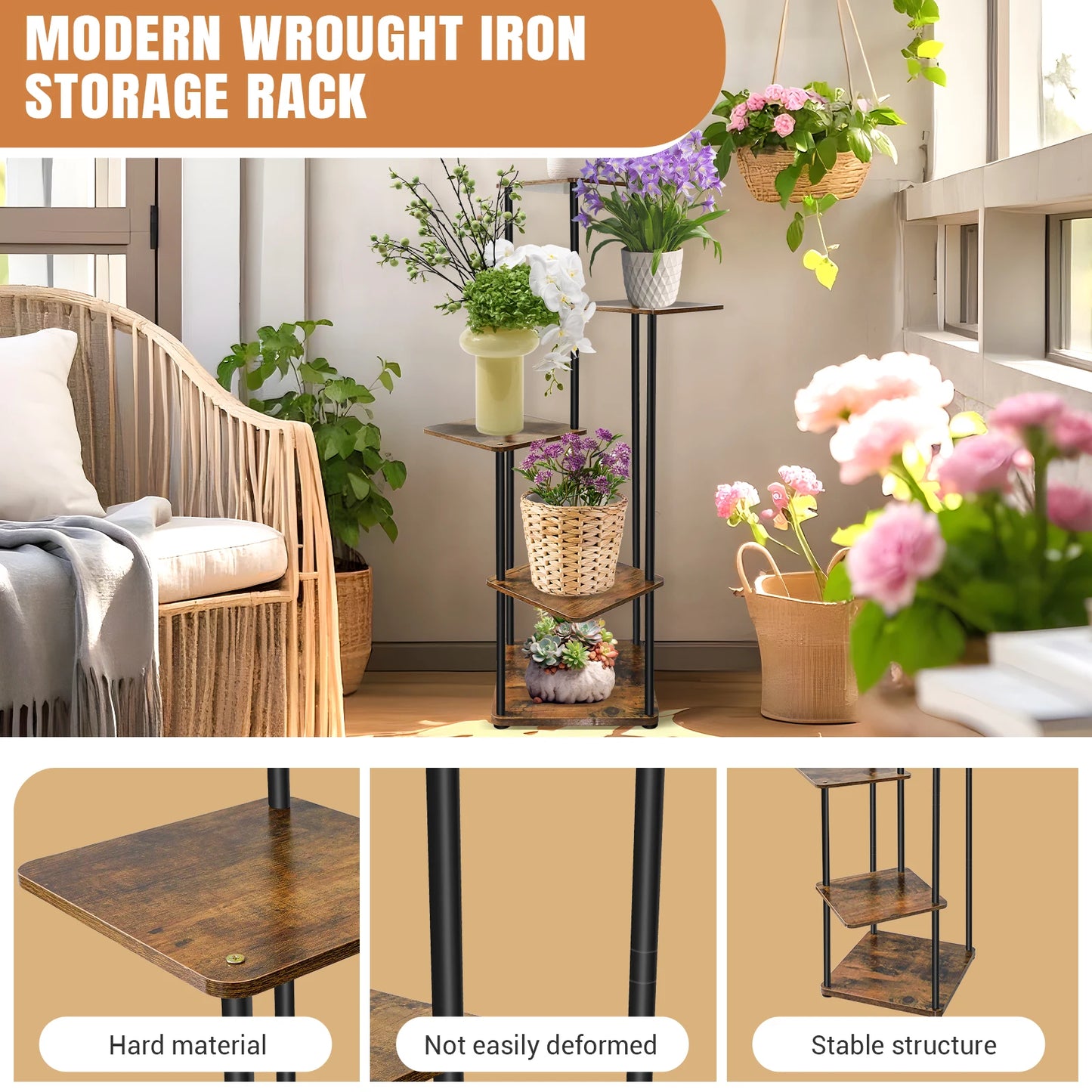 NatureLine Pflanzenständer 4 Bis 6-Stufig Metall Innen 80-132 cm