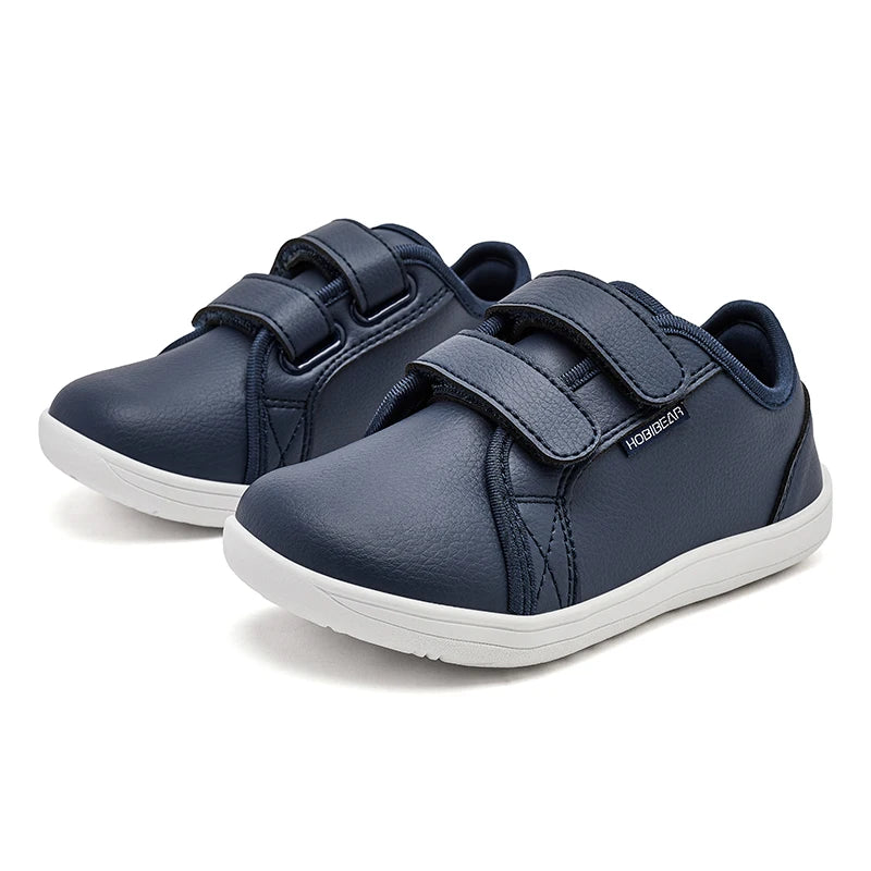 HOBIBEAR Kinder Barfuß Schuhe 2025 - Klein/Groß/Kind Weite Zehen Minimalistische Sneaker - Leichtgewicht Klettverschluss Kunstleder Schuhe