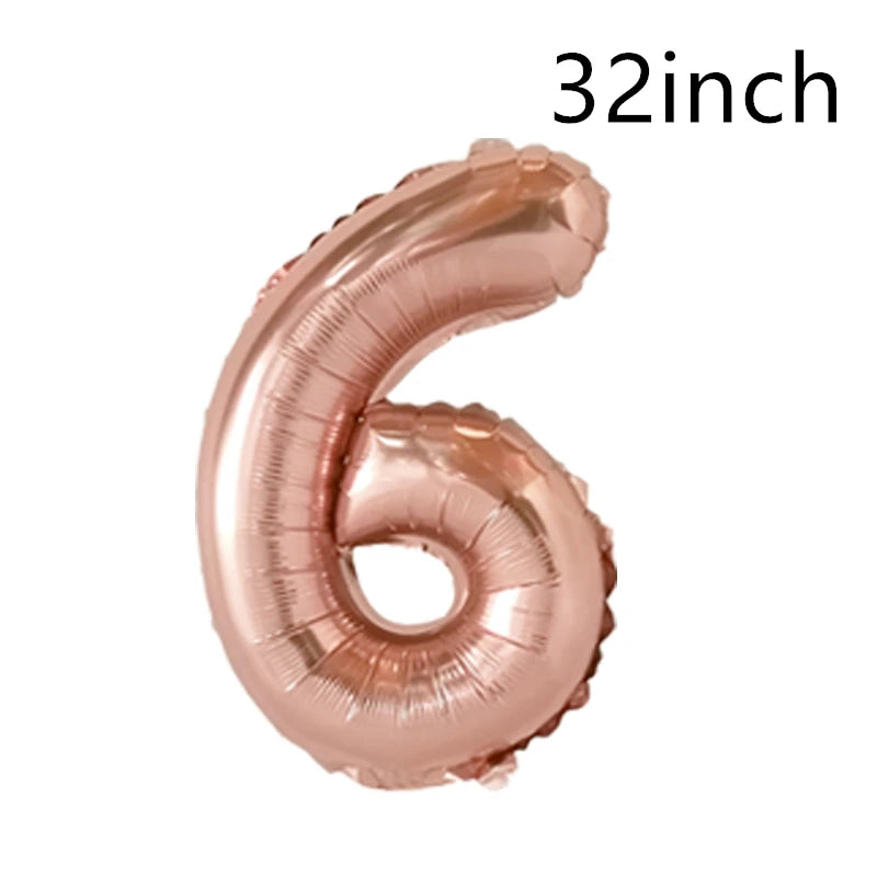 QIJOYJU Rosegold Zahlballon - 32 Zoll 1 Stück Nummer