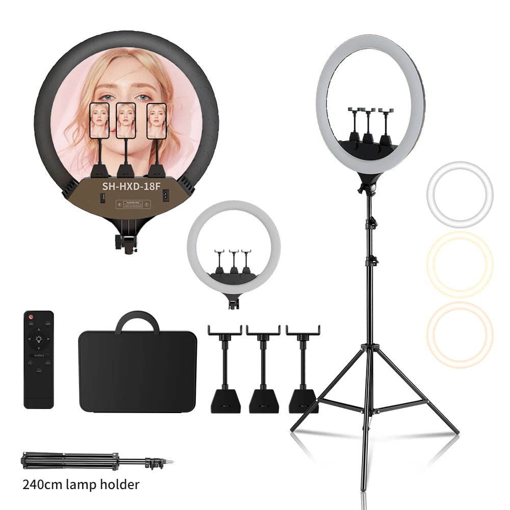 SH Upgrade 18inch Ring Light  Selfie LED Video Lamp With Tripod Stand Phone Clip For YouTube Live Light Photo Photography Studio