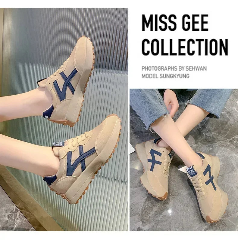 Women Sneakers Leather Luxury Platform Shoes New Fashion Leisure Light Anti-slip Green Running Shoe Fashion Designer Women Shoes