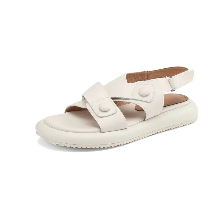 New Summer Sandals Women 2023 Fashion Platform Sandals Casual Round Toe Sandals Shoes for Women Split Leather Flat Shoes