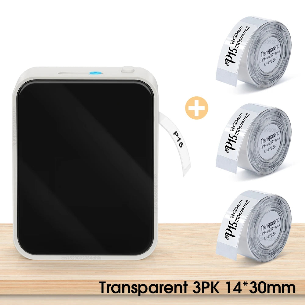 Label-Drucker 2025: Mini-Thermal P15 Portable-Bluetooth - Adhesive Sticker Inkless Collection