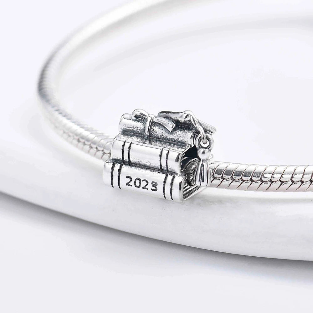 Neue 925 Silber Lernhilfe Schultasche Uhranhänger Charms Beads Fit Original Pandora Armband DIY Schmuck Für Frauen 2024