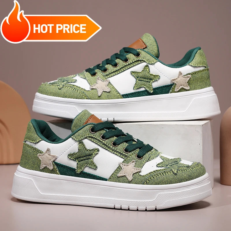 Men's Sneakers Fashion Star Skate Shoes Punk Hip Hop Style Student Sports 2 Summer All-match Non-slip Booster Casual Shoes