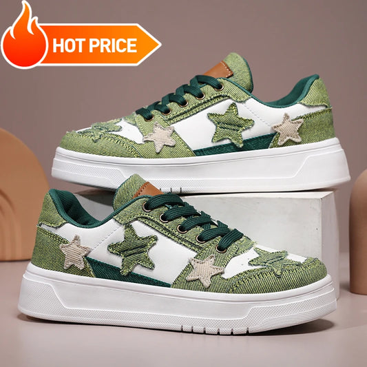 Men's Sneakers Fashion Star Skate Shoes Punk Hip Hop Style Student Sports 2 Summer All-match Non-slip Booster Casual Shoes