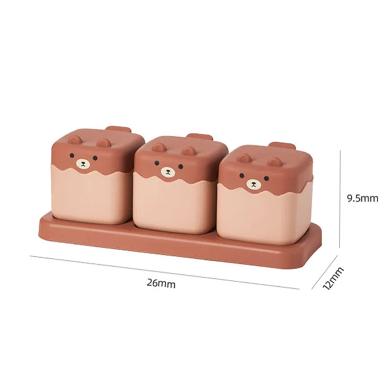 Spice Jars Seasoning Organizer Rack Space-Saving Seasoning Box with Spoon Drawer Spice Jars Rack for Kitchen Salt Pepper Sugar