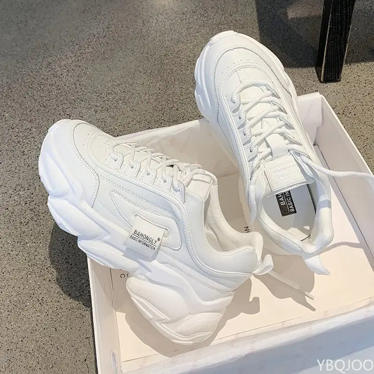 YBQJOO Damen Sneaker Atmungsaktiv - PU 3-5 Cm Plattform