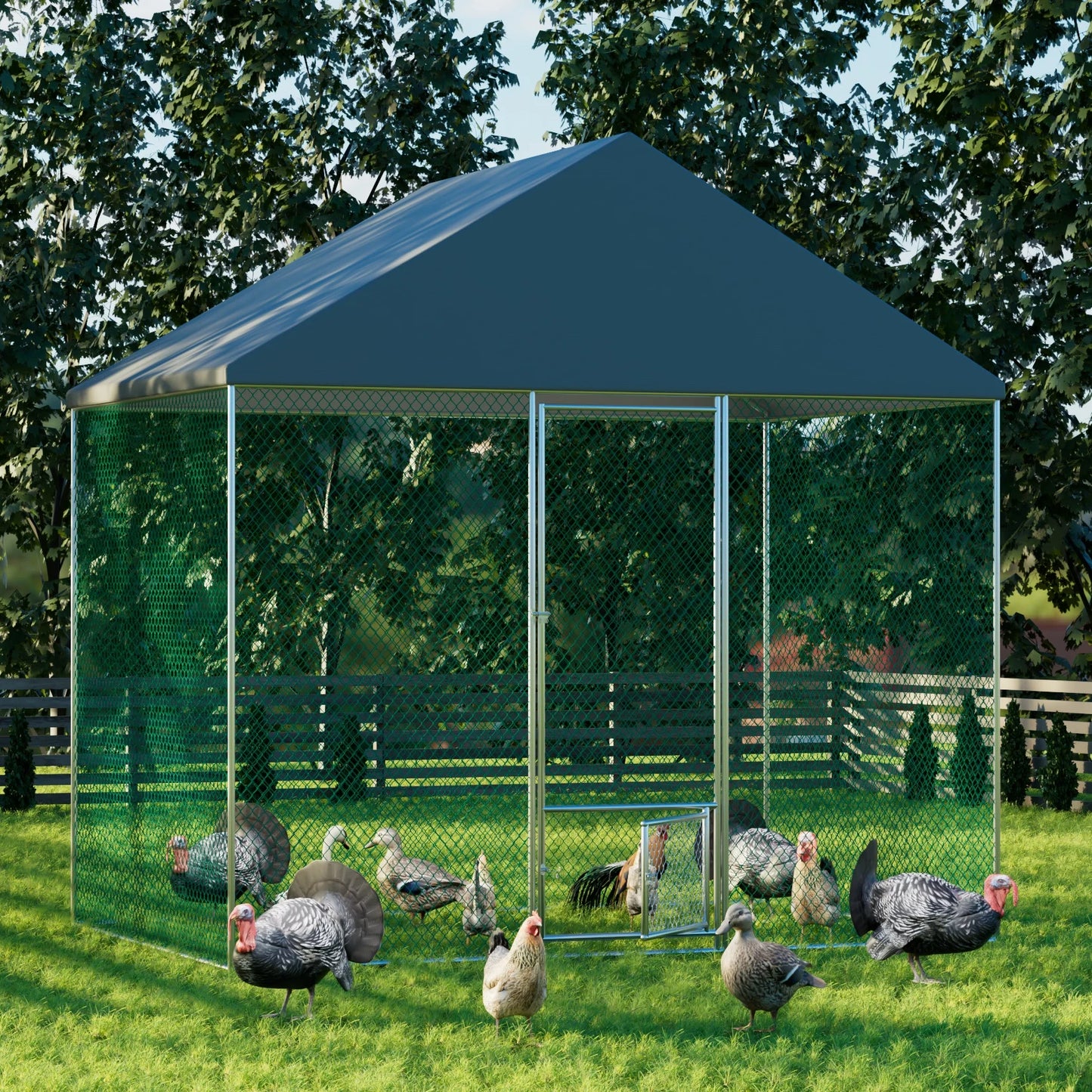 XXL XL Large Outdoor Chicken Run Coop Heavy Duty Walk-In Chicken Coop Run Cage Duck Goose Pen Fence with Lockable Door