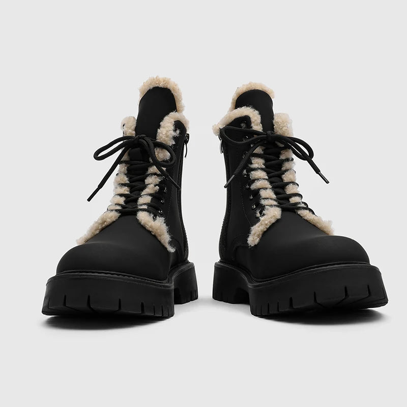 CN Fujian Warme Bequeme Schnürstiefel Leder Veloursleder - Absatz 3-5 cm Innen PU Kurzplüsch