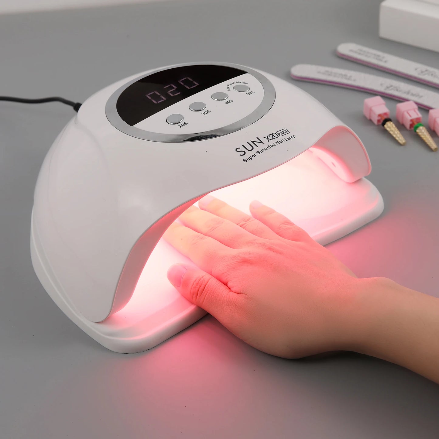SUN X20 MAX UV LED Nail Lamp for Manicure Gel Polish Drying Machine with Large LCD Touch Professional Smart Nail Dryer Tool