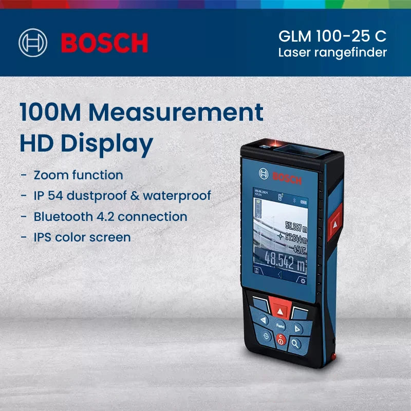 Bosch Laser Entfernungsmesser 30/40/50/100m Distanzmesser Hochpräzision Laser Level Elektronisch Bluetooth Messwerkzeuge GLM 50-27CG