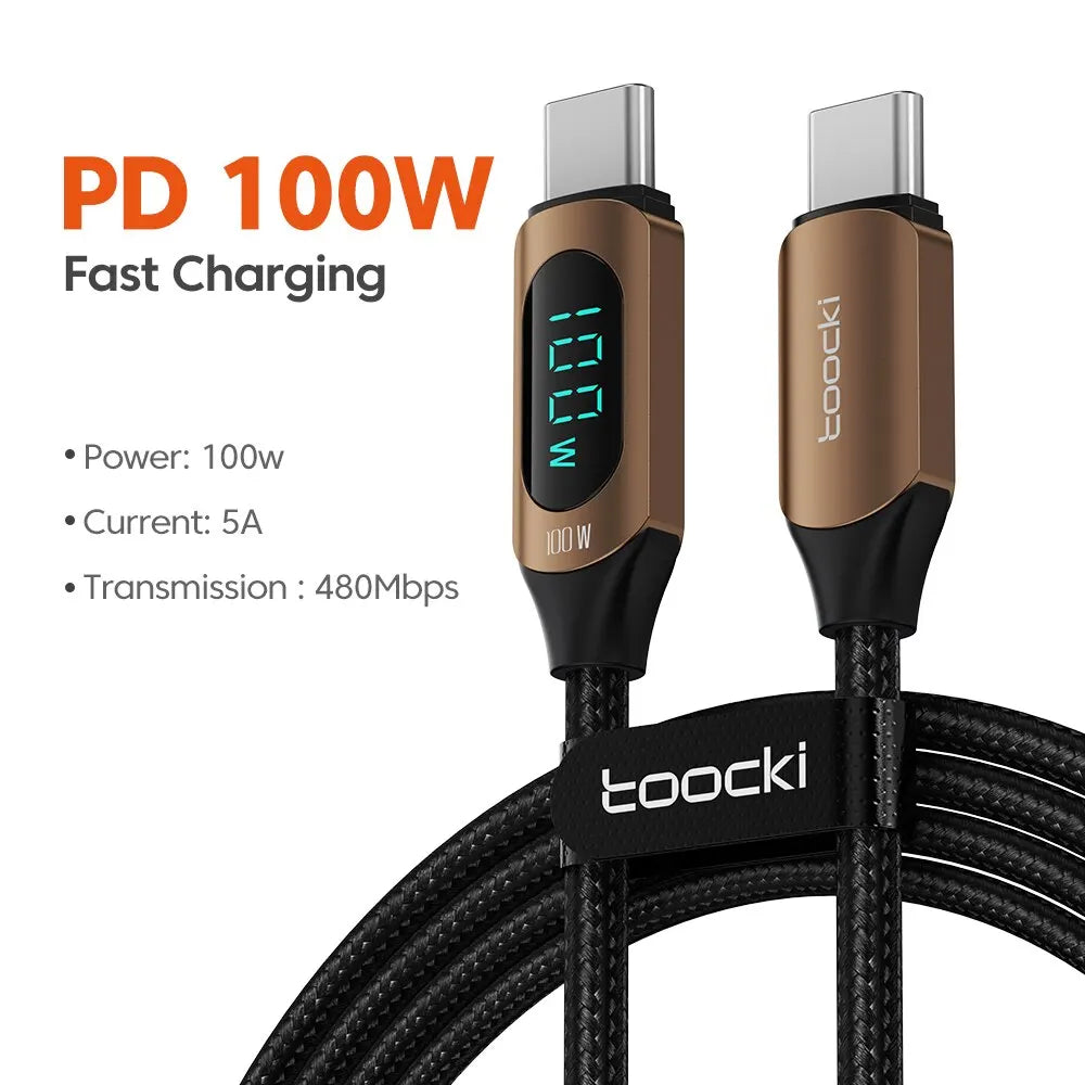 Toocki Typ-C Kabel PD 100W - 5A, USB-C zu USB-C Display