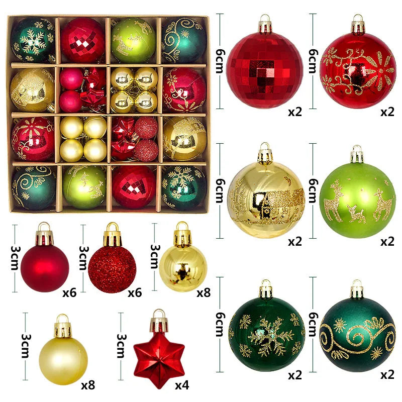 ZQNYCY Christbaumkugeln-Set Großes Ornament - Durchmesser 6 cm Bunt
