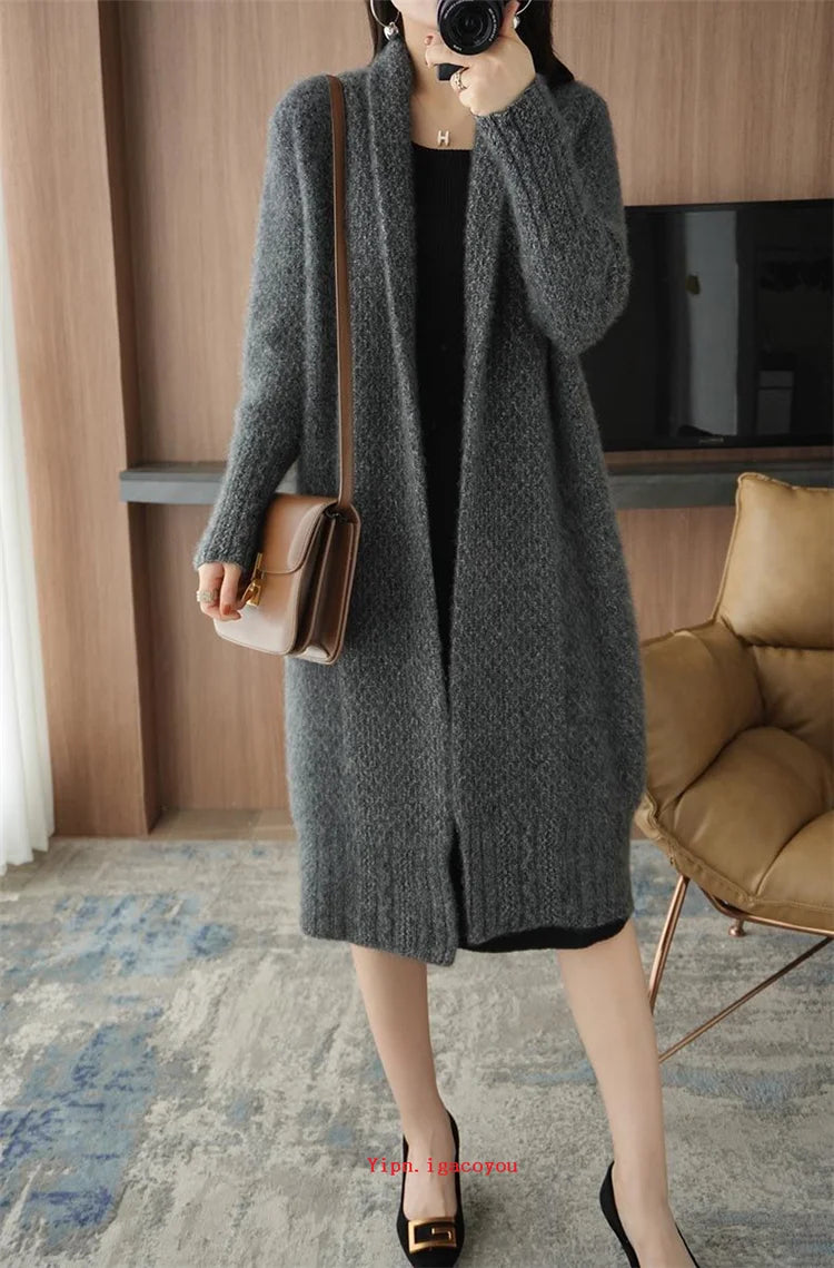 Yipn.igacoyou Cardigan Strickjacke Locker - Länge 66 cm Größe S-XL