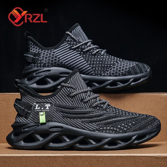 Herren-Sport-Sneaker 2025: YRZL Männer Sport Laufen Schwarz Jogging Schuhe Lässige Sneaker Outdoor Atmungsaktiv Mesh Frauen Leicht Stoßdämpfung Schwarz Tennis Kollektion