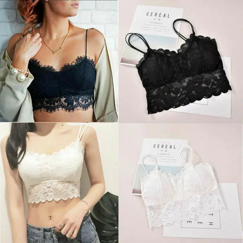 MOONBIFFY Spitzen Top Gepolstert - Push Up Polyester S XL
