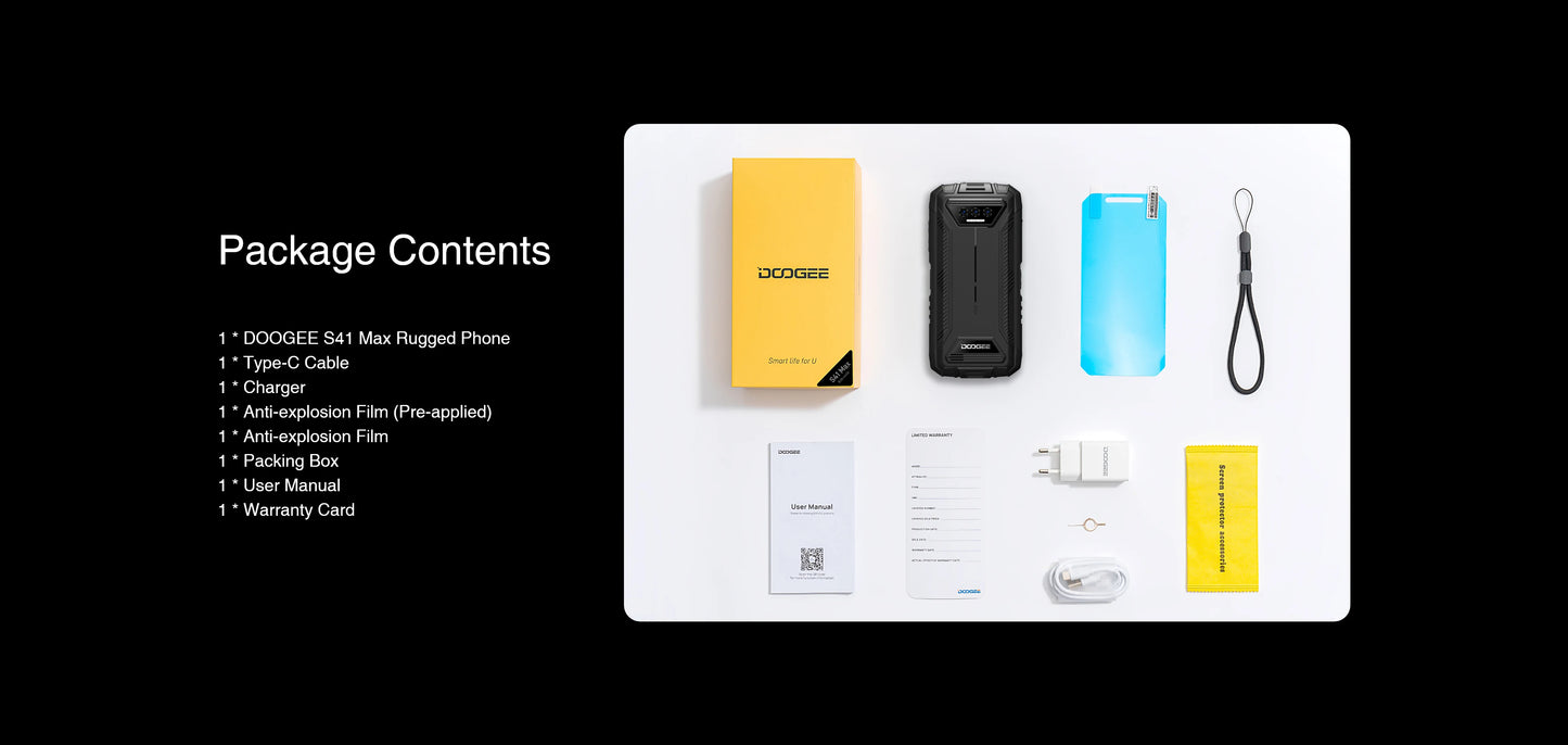 Doogee S41 Max robustes Smartphone 6GB + 256GB T606 Display HD + Batterie 6300mAh 13MP + 8MP Android 13 NFC/OTG/Dual SIM