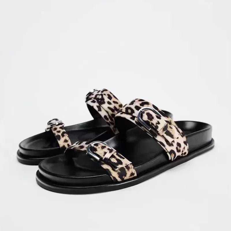 BUVAZIK Modell Buckle Sandale - PU Leder Flach 1cm Damen