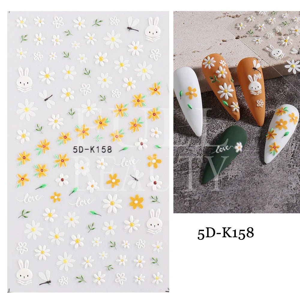 GL5D-K256 5D Sonnenblumen Nagelsticker - Herbstdesign Prägung
