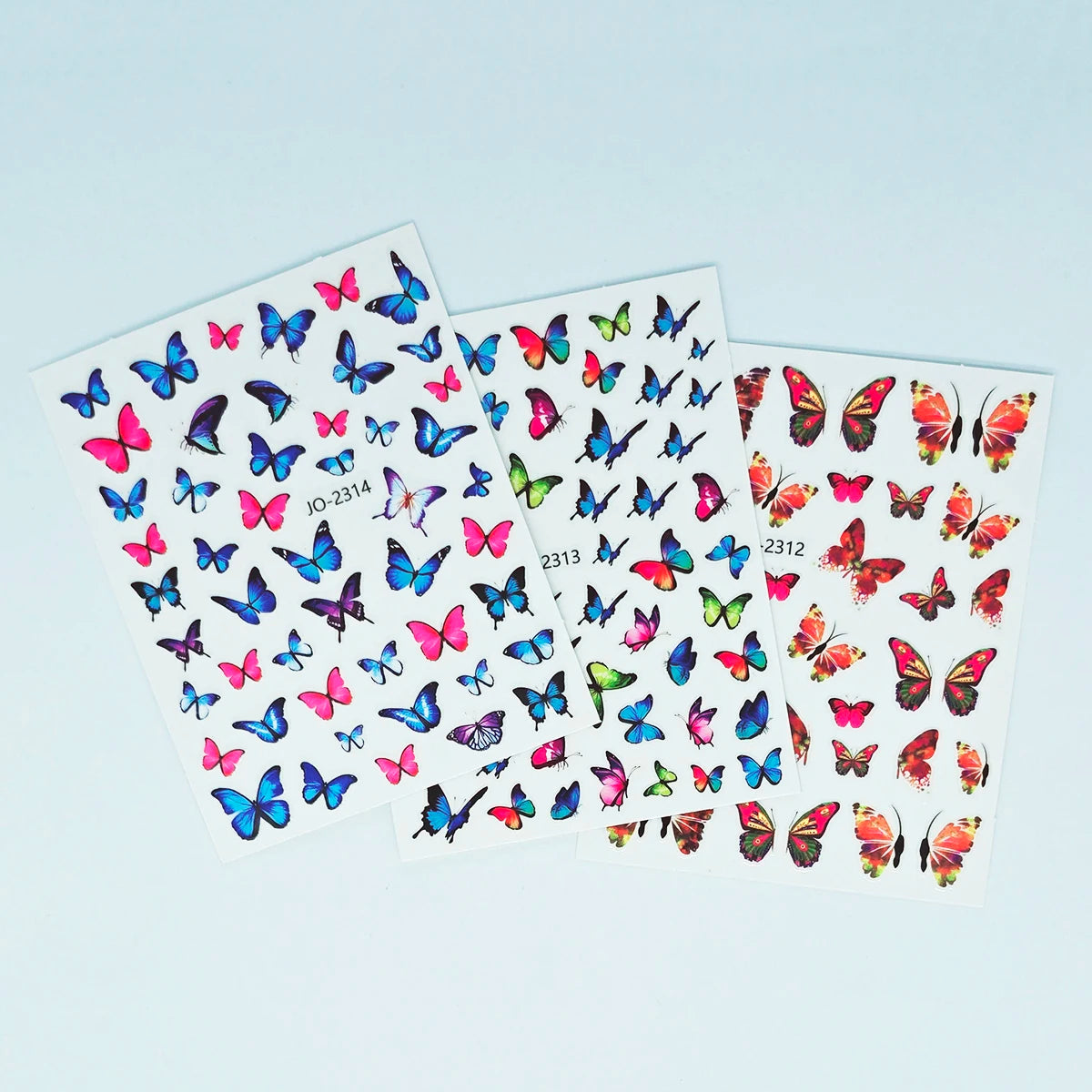 Choice ZH-Q0661 Schmetterling Nail Art - 3 Blatt 7.2x9.1cm